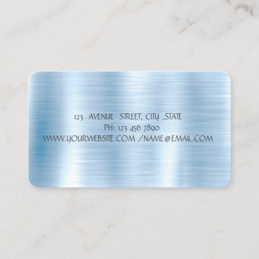 グリッタードリップスシルバーカップケーキベーカリーブルーメタリック 名刺 (裏面)