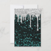 グリッタードリップスシルバーティール(緑がかった色)ブライダルスウィート16tt 招待状 (裏面)