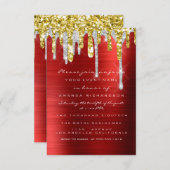 グリッタードリップスシルバーレッド金ゴールドブライダルスウィート16th 招待状 (正面/裏面)