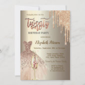 グリッタードリップスドレスワインガラスシャンパン21st 招待状 (正面)