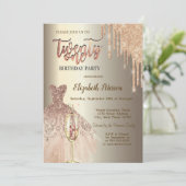 グリッタードリップスドレスワインガラスシャンパン21st 招待状 (スタンド正面)