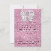 グリッタードリップスバラグレーベビーガールシャワー足ピンク 招待状 (正面)