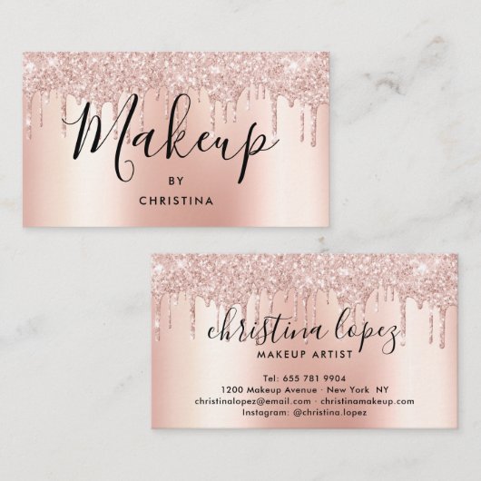 グリッタードリップスバラ金ゴールドメタリックメイクアップアーティスト 名刺 (正面/裏面)