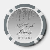 グリッタードリップスパークルグラデーションスクリプ結婚トシルバー ポーカーチップ (裏面)