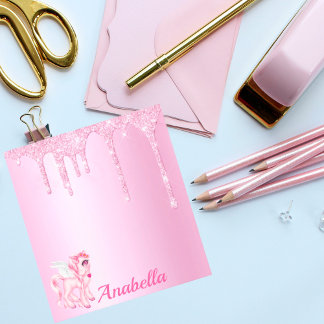 グリッタードリップスピンクポニーユニコーン ノートパッド