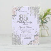 グリッタードリップスフラワーズラバンダー85誕生日 招待状 (スタンド正面)