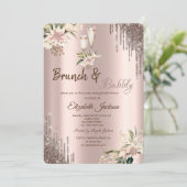 グリッタードリップスフローラワイングラスブライダルシャワー 招待状 (スタンド正面)