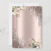 グリッタードリップスフローラワイングラスブライダルシャワー 招待状 (裏面)