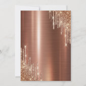 グリッタードリップスブラウン結婚メタリック記念日 招待状 (裏面)