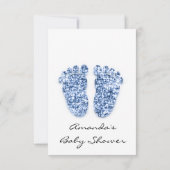グリッタードリップスブルーベビーガールボーイシャワー足 招待状 (裏面)
