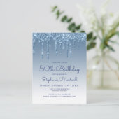 グリッタードリップスブルー50thバースデーパーティーへの招待 ポストカード (スタンド正面)