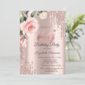 グリッタードリップス水彩バラ60誕生日 招待状 (スタンド正面)