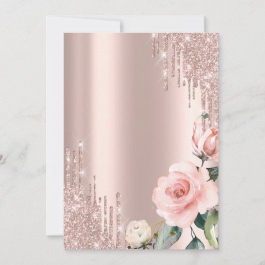 グリッタードリップス水彩バラ75誕生日 招待状 (裏面)