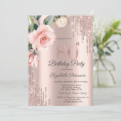 グリッタードリップス水彩バラ80誕生日 招待状 (スタンド正面)