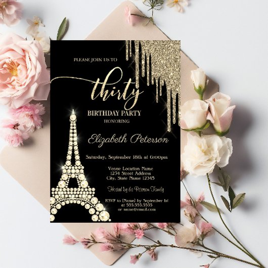 グリッタードリップス,エッフェルタワーダイヤモンド30th Birthday 招待状