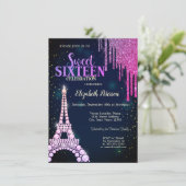 グリッタードリップス、エッフェルタワーネイビーブルースウィート16 招待状 (スタンド正面)