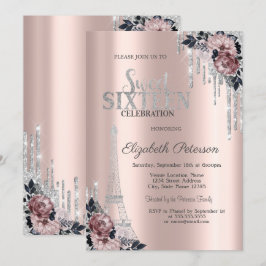 グリッタードリップス、エッフェルタワー花Sweet 16 I 招待状