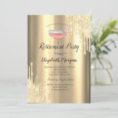 グリッタードリップス、カクテル、金ゴールド退職 招待状 (スタンド正面)