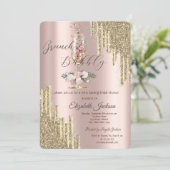 グリッタードリップス、ガラス、ブランチ&バブリーブライダルシャワー 招待状 (スタンド正面)