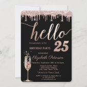 グリッタードリップス、シャンパングラス25thバースデーパーティー 招待状 (正面)