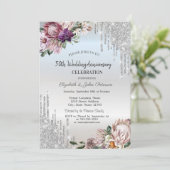 グリッタードリップス、トロピカルフラワーズシルバー結婚ズ 招待状 (スタンド正面)