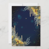 グリッタードリップス、ドレス、ひまわりブルー80誕生日 招待状 (裏面)