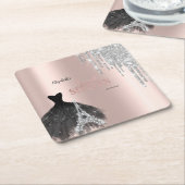 グリッタードリップス,ドレス,エッフェルタワースウィート16 スクエアペーパーコースター (アングル)