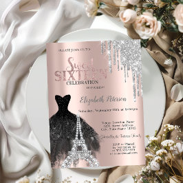 グリッタードリップス，ドレス，エッフェルタワースウィート16 招待状