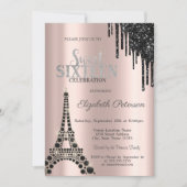 グリッタードリップス、ブラックエッフェルタワースウィート16 招待状 (正面)