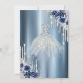 グリッタードリップス、ブルードレスフラワーメタリックスイート16 招待状 (裏面)