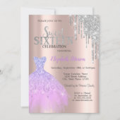 グリッタードリップス、ラバンダードレスバラ金ゴールドスウィート16 招待状 (正面)