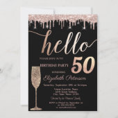 グリッタードリップス、ワイングラス50th誕生日パーティー 招待状 (正面)