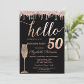 グリッタードリップス、ワイングラス50th誕生日パーティー 招待状 (スタンド正面)