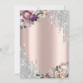 グリッタードリップス、熱帯花バラ金ゴールド結婚ズ 招待状 (裏面)