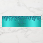 グリッタードリップティール（緑がかった色）ベビー足ベビーシャワー ペットボトルラベル (シングルラベル)