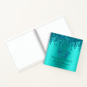 グリッタードリップティール（緑がかった色）足ベビーシャワーゲストブック ノートブック (内部)