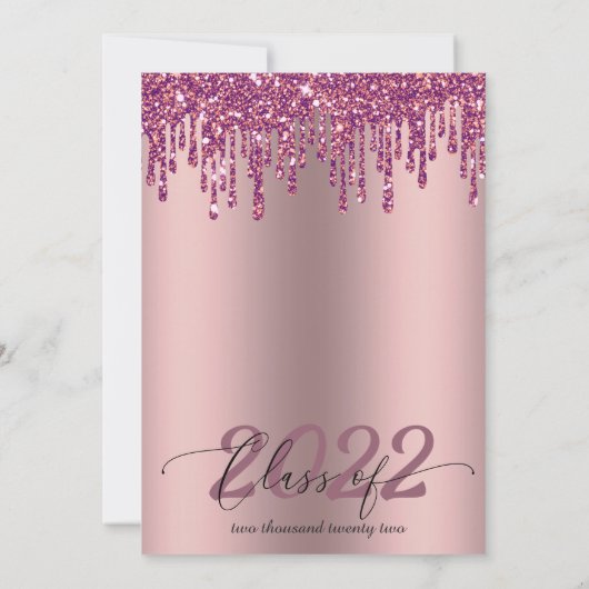 グリッタードリップバラピンク卒業招待状 招待状 (裏面)