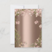 グリッタードリップバラブライダル結婚の花模様リース 招待状 (裏面)