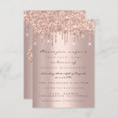 グリッタードリップバラベビーガールボーイシャワーエレファント 招待状 (正面/裏面)