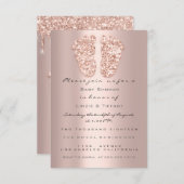 グリッタードリップバラベビーシャワー足ガールボーイ 招待状 (正面/裏面)