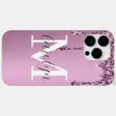 グリッタードリップバラ赤面ガーリーピンクモノグラム名 Case-Mate iPhoneケース (裏面 (横))