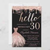 グリッタードリップバラ金ゴールドドレス30th誕生日パーティー 招待状 (正面)