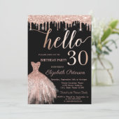 グリッタードリップバラ金ゴールドドレス30th誕生日パーティー 招待状 (スタンド正面)