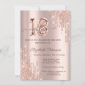 グリッタードリップバラ金ゴールドバルーン18誕生日 招待状 (正面)