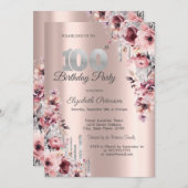 グリッタードリップバラ金ゴールドピンクフローラ100th 招待状 (正面/裏面)