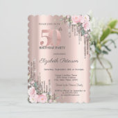 グリッタードリップバラ金ゴールドフローラ50誕生日 招待状 (スタンド正面)