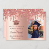 グリッタードリップバラ金ゴールド卒業写真 招待状 (正面/裏面)