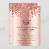 グリッタードリップバラ金ゴールド卒業招待状 招待状 (正面/裏面)