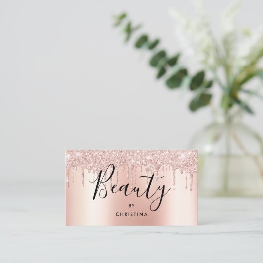 グリッタードリップバラ金ゴールド金属美しいサロン 名刺 (スタンド正面)