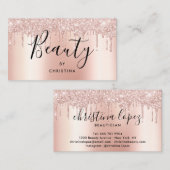 グリッタードリップバラ金ゴールド金属美しいサロン 名刺 (正面/裏面)